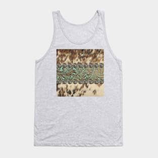 Rustic brown beige teal western country cowboy fashion Tank Top